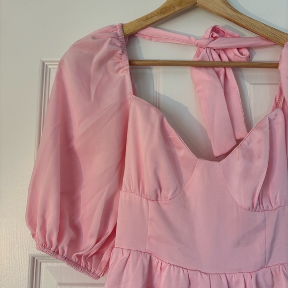 Petal & Pup Billie Satin Romper Pink Girly Feminine Flowy Frilly 2 Puff Sleeve - Picture 7 of 14